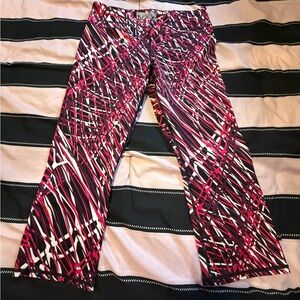 Marc New York Abstract Striped Active Leggings - Pink, Black & White